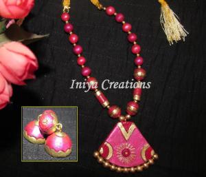 Terracotta Jewellery with pink coor